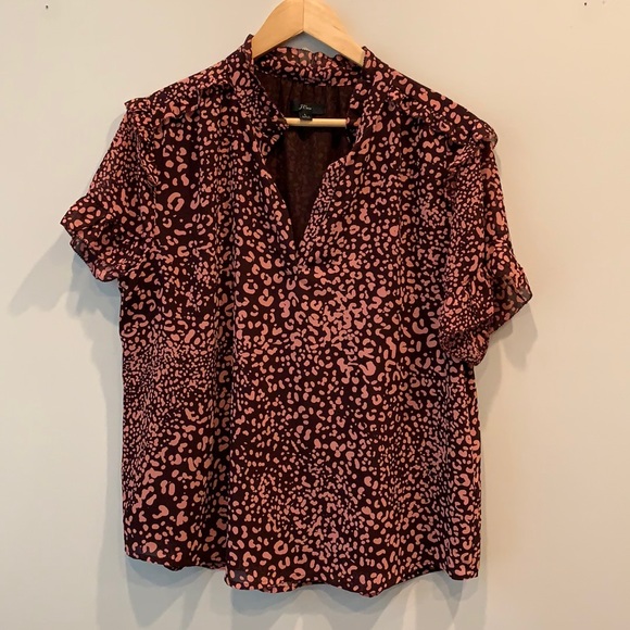 J. Crew Tops - J.Crew Leopard Print Blouse sz L